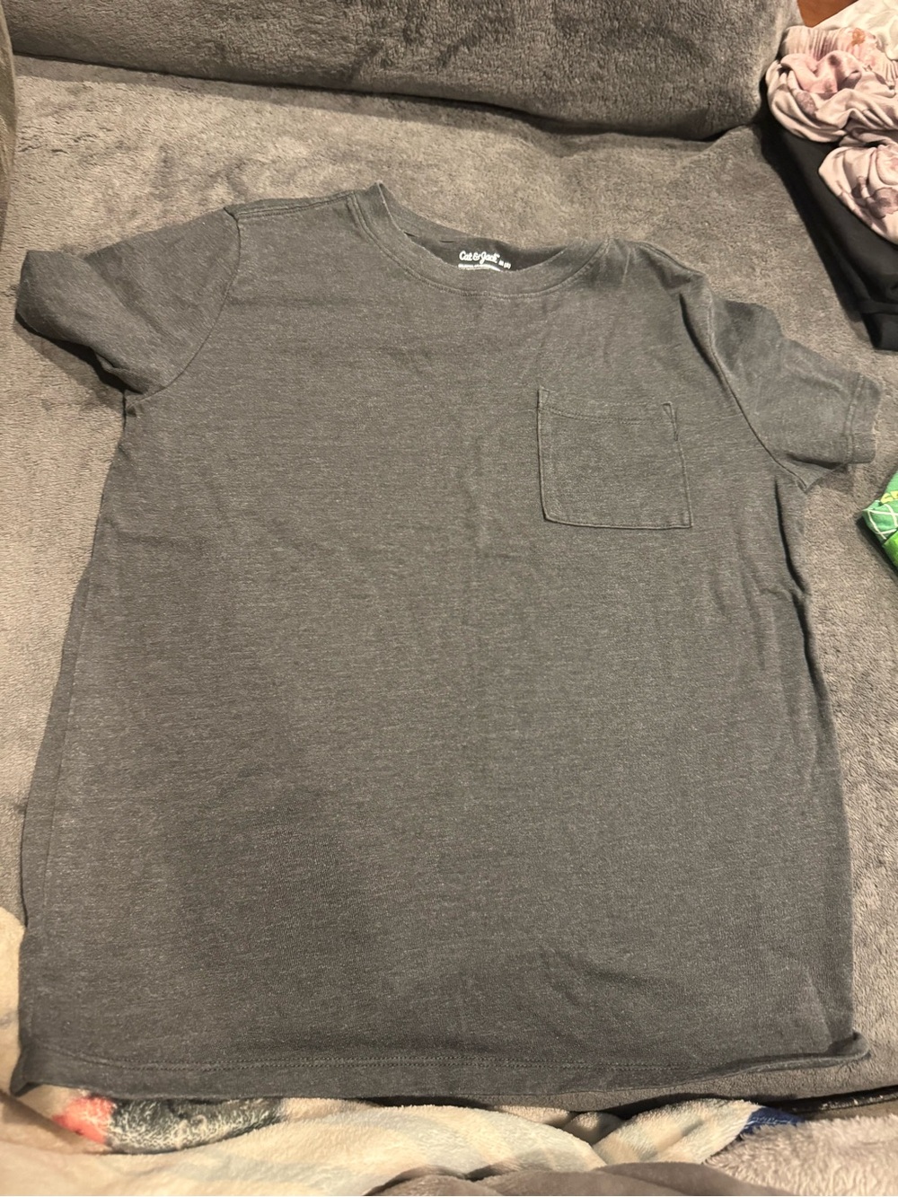 Cat & Jack Gray Short Sleeve Pocket Tee